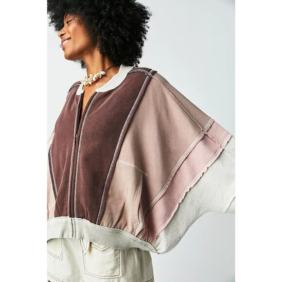Free People Jackets & Blazers - We The Free People Starburst Bomber Sweatshirt Full Zip Dolman Oversized XL